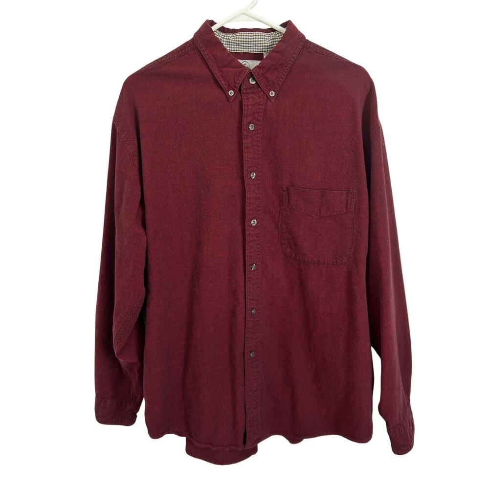 Vintage Farah Burgundy Long Sleeve Button Down Shirt - Men's XL